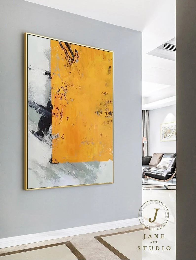 Style Hand-painted Your Yellow Abstract Canvas Artwork 2C4H3